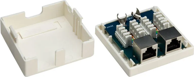GOOBAY επιτοίχια πρίζα δικτύου 77635, 2 θύρες RJ45, CAT 6 STP, λευκή — εικόνα 2