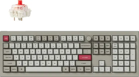 Keychron V6 Max Retro (V6M-R1) QMK/VIA BT/2,4/Wired Custom Mechanical Keyboard Red Switch 100% US