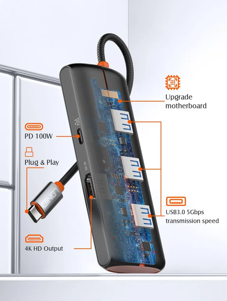 LDNIO docking station DS-25H, 5 θυρών, USB-C σύνδεση, 4K, 100W PD, μαύρο — εικόνα 4