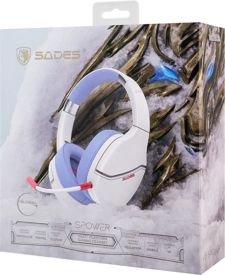 SADES gaming headset SPOWER, 3.5mm σύνδεση, 40mm, multi-platform, λευκό — εικόνα 6