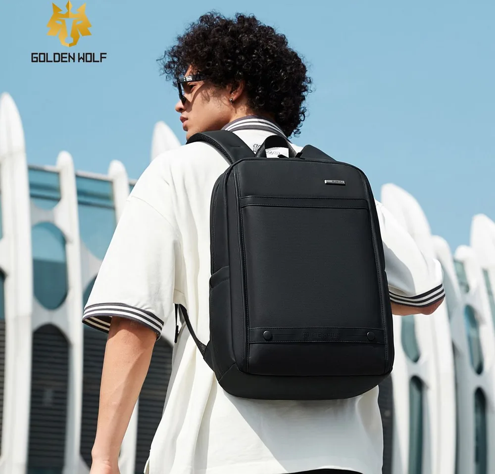 GOLDEN WOLF τσάντα πλάτης GB00705 με θήκη laptop 15.6", 17L, μαύρη — εικόνα 2