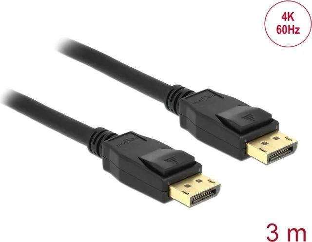 DELOCK καλώδιο DisplayPort 1.2 83807, 4K/60Hz, 21.6 Gbps, 3m, μαύρο — εικόνα 3