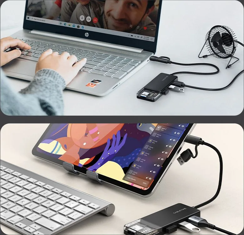 CABLETIME USB hub CT-HUBT5-PB, 4x θυρών, 10Gbps, USB/USB-C σύνδεση, μαύρο — εικόνα 8