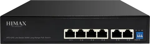 HIMAX PoE switch PS1402E-L, 4x Ethernet PoE & 2x Ethernet θύρες, έως 100Mbps