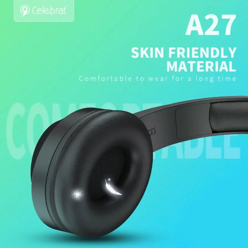 CELEBRAT headphones A27, wireless & wired, Bluetooth 5.3, Φ40mm, μαύρα — εικόνα 5