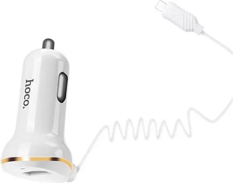 HOCO Z14 Single Port With Lightning Cable CAR Charger λευκό