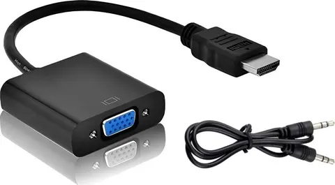 POWERTECH αντάπτορας HDMI σε VGA CAB-H071, με audio jack, μαύρο, 0.20m