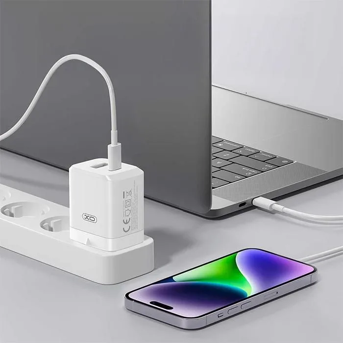 XO CE36, φορτιστής ΓΡΗΓΟΡΗΣ φόρτισης, 2 ΘΥΡΕΣ, GAN, 45W, ΛΕΥΚΟΣ — εικόνα 3
