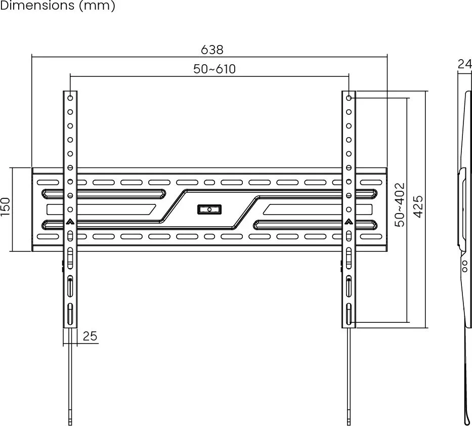 POWERTECH επιτοίχια βάση τηλεόρασης PT-1371, 37-86", έως 75kg, fixed — εικόνα 7