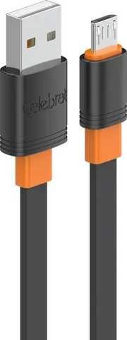 CELEBRAT καλώδιο micro USB σε USB CB-33M, flat, 2.1A, 1m, μαύρο
