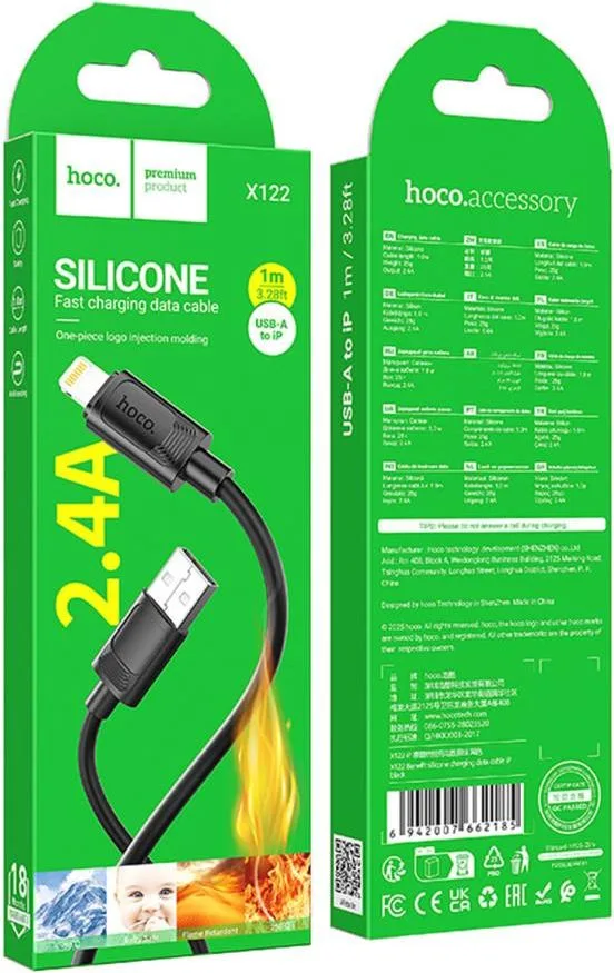 HOCO X122 Benefit, καλώδιο φόρτισης, Lightning, μαύρο — εικόνα 2