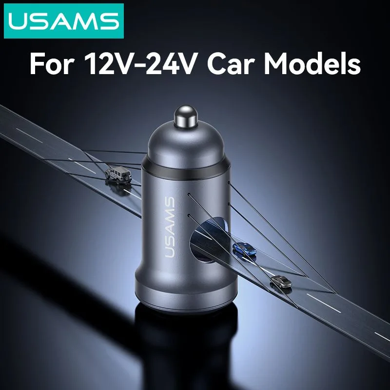 USAMS φορτιστής αυτοκινήτου CC321, USB-C, 30W, γκρι — εικόνα 5