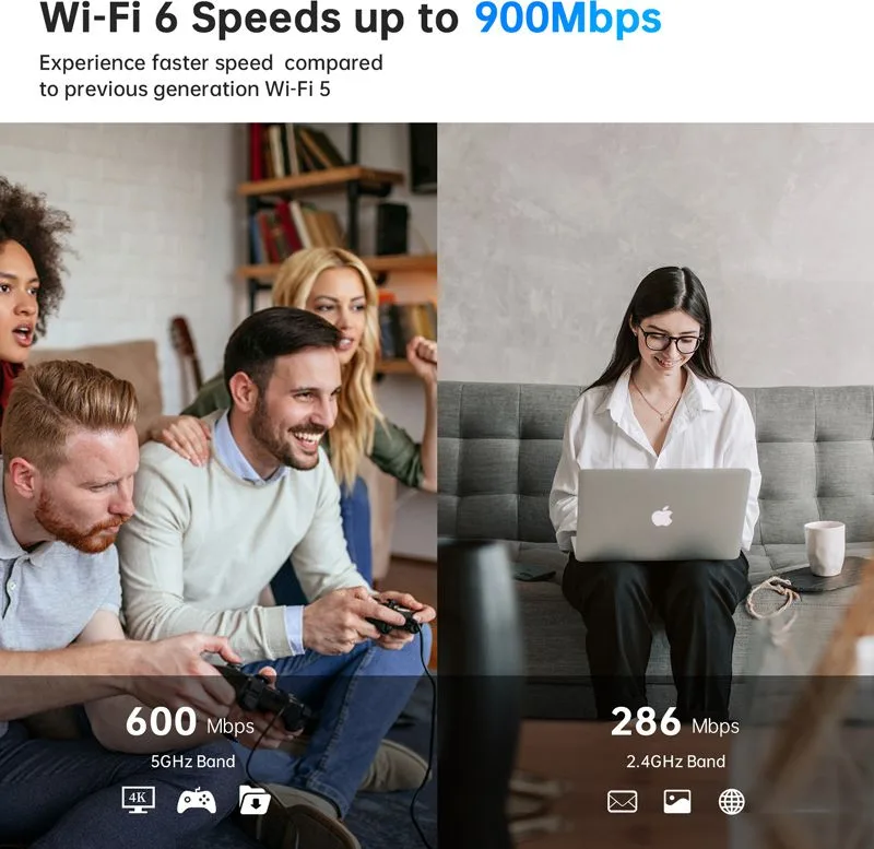 POWERTECH ασύρματος USB αντάπτορας δικτύου & Bluetooth 5.3 PT-1387, 900Mbps WiFi 6 — εικόνα 3