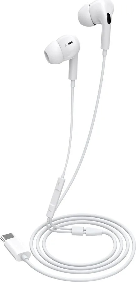 CELEBRAT earphones με μικρόφωνο E300, USB-C σύνδεση, Φ10mm, 1.2m, λευκά — εικόνα 3