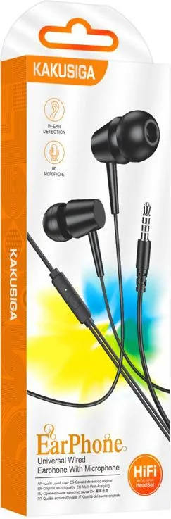 KAKUSIGA earphones με μικρόφωνο KSC-1303, 3.5mm σύνδεση, 10mm, 1.1m, μαύρα — εικόνα 4