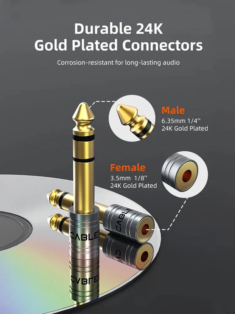 CABLETIME αντάπτορας ήχου 6.3mm σε 3.5mm CT-6M3F-AG, gold plated, γκρι — εικόνα 6