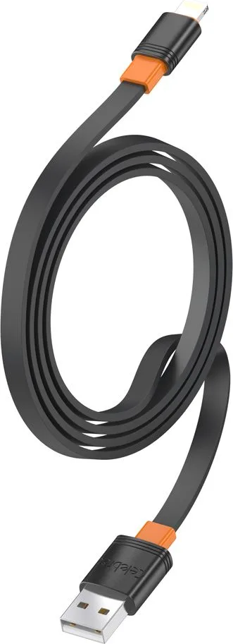 CELEBRAT καλώδιο Lightning σε USB CB-33L, flat, 2.4A, 1m, μαύρο — εικόνα 3