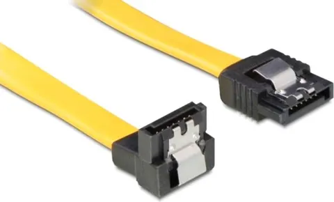 POWERTECH καλώδιο SATA CAB-W046, γωνιακό 90°, 6 Gb/s, 0.70m, κίτρινο