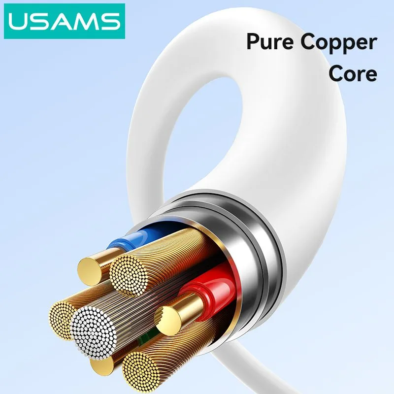 USAMS καλώδιο Lightning σε USB SJ762, 2.4A 12W, 480Mbps, 1m, λευκό — εικόνα 5