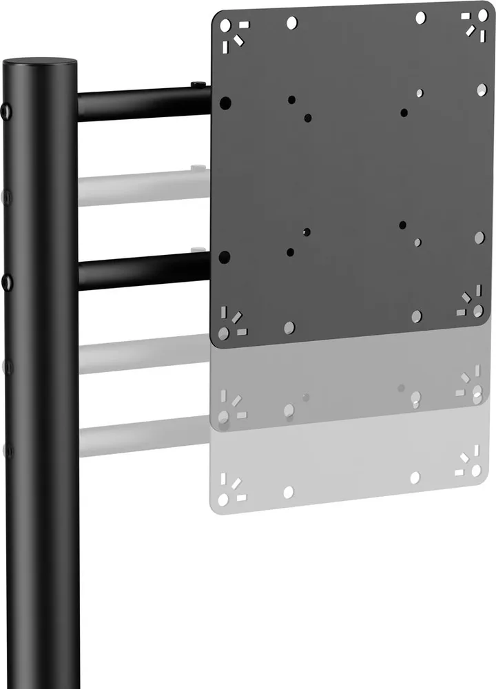 BRATECK βάση τηλεόρασης δαπέδου FS54-22T-02W, 17-43", έως 15kg, με ράφι & ροδάκια, μαύρη — εικόνα 2