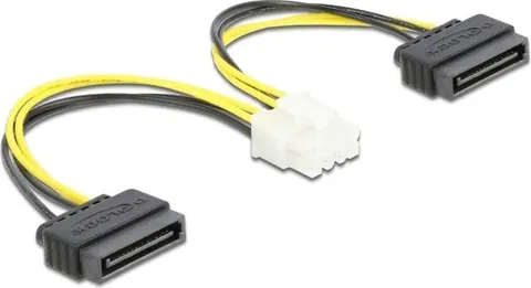 DELOCK καλώδιο EPS 8pin σε 2x SATA 15pin 83020, 15cm