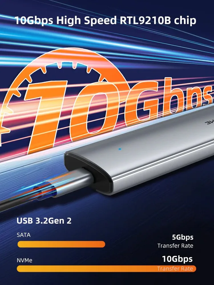CABLETIME θήκη για M.2 NVMe/SATA SSD CT-SSD03-AG tool free, 10Gbps, γκρι — εικόνα 2