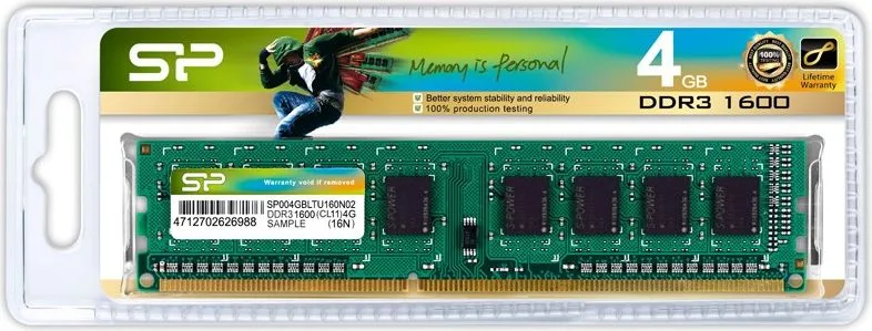 SILICON POWER μνήμη RAM DDR3, 1600MHz PC3-12800, 1.5V, 4GB — εικόνα 2