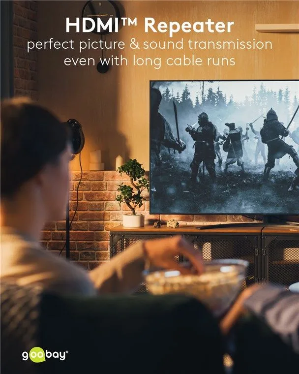 GOOBAY HDMI repeater 58491, 4K/30Hz έως 30m, 1080p 3D έως 40m, μαύρο — εικόνα 4