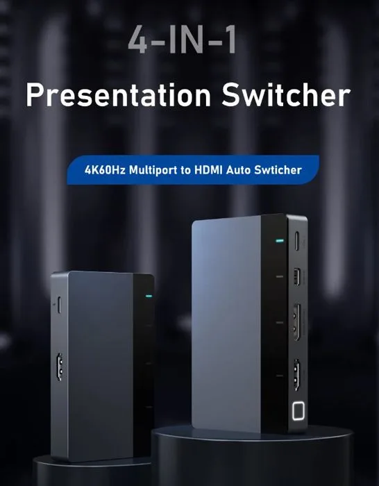 CABLETIME multi-port switch CT-PS41-GB1 σε HDMI, 4 σε 1, 4K/60Hz, γκρι — εικόνα 2