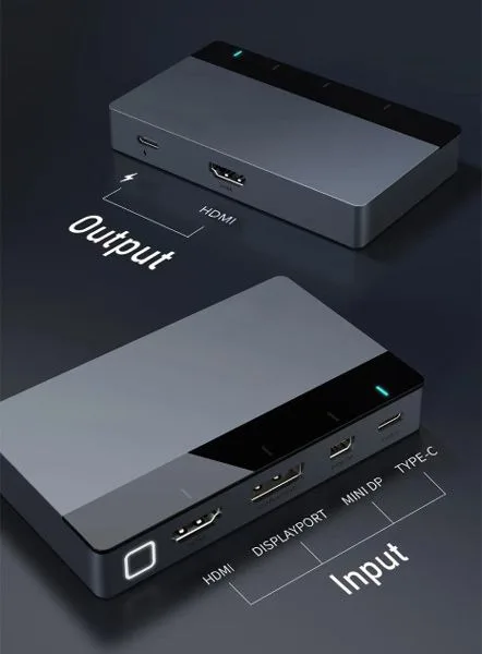 CABLETIME multi-port switch CT-PS41-GB1 σε HDMI, 4 σε 1, 4K/60Hz, γκρι — εικόνα 3