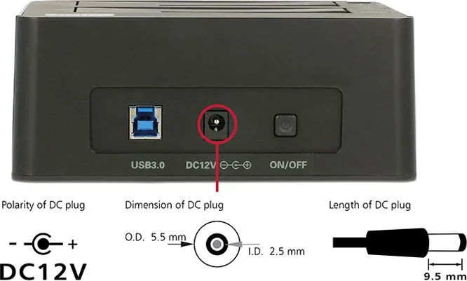 DELOCK docking station για 2.5" ή 3.5" SATA HDD/SSD 62661, 2 θέσεων, 6Gbps, clone function, μαύρο — εικόνα 3