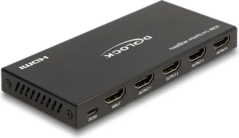 DELOCK HDMI splitter 18652 με downscaler πλήκτρο, 4 σε 1, 4K/60Hz, μαύρο