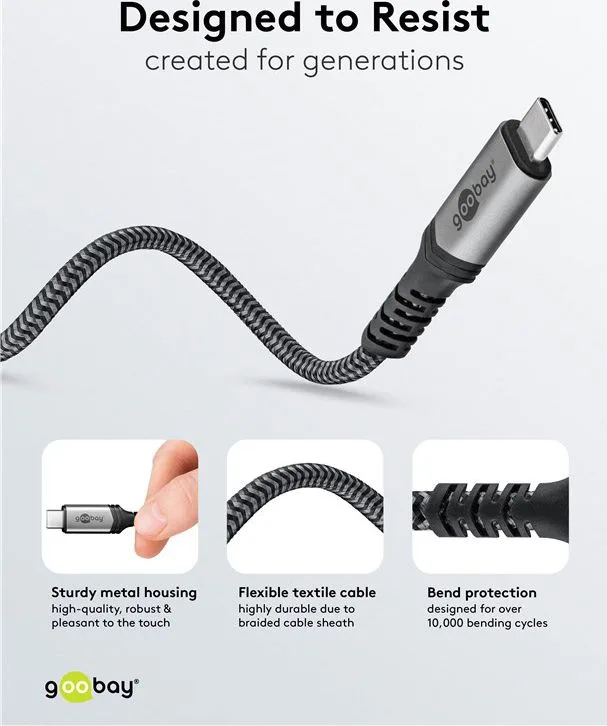 GOOBAY καλώδιο USB-C 74212, USB4, 240W, 40Gbps, 8K/60Hz, 1.5m, γκρι — εικόνα 6