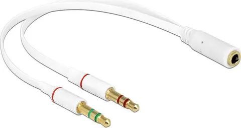 DELOCK καλώδιο 3.5mm 4-pin jack σε 2x 3.5m 3-pin 65585, λευκό