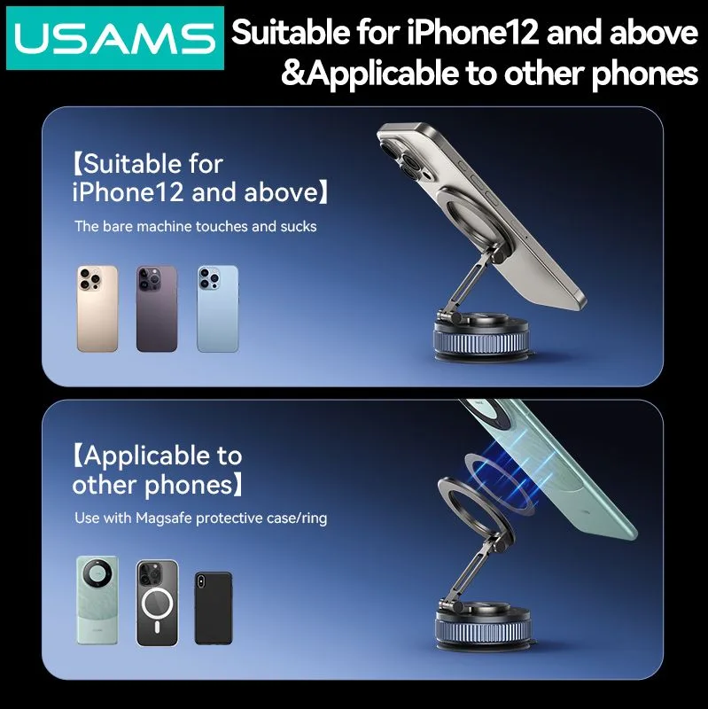 USAMS βάση smartphone αυτοκινήτου ZJ084 για ταμπλό, μαγνητική, μαύρη — εικόνα 5