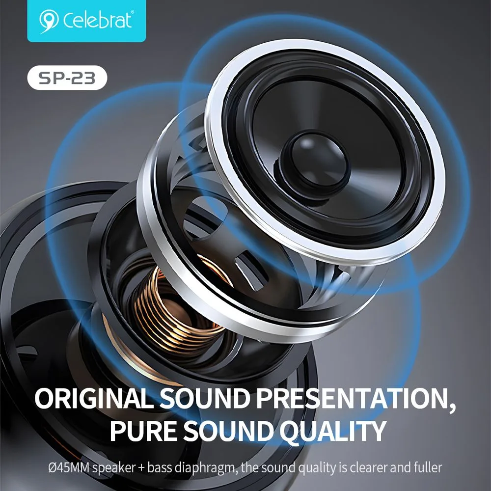 CELEBRAT φορητό ηχείο SP-23, 5W, Bluetooth, 1200mAh, μαύρο — εικόνα 5