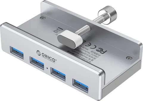 ORICO USB hub MH4PU-P με σφιγκτήρα, 4x θυρών, 5Gbps, USB σύνδεση, ασημί