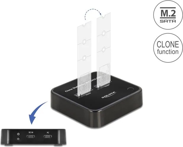 DELOCK docking station για M.2 SATA SSD 64178, 2 θέσεων, 6Gbps, clone function, μαύρο — εικόνα 2