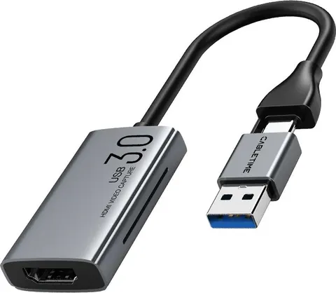 CABLETIME video capture CT-ACHC3-AG, HDMI/USB & USB-C, 4K/30Hz, γκρι