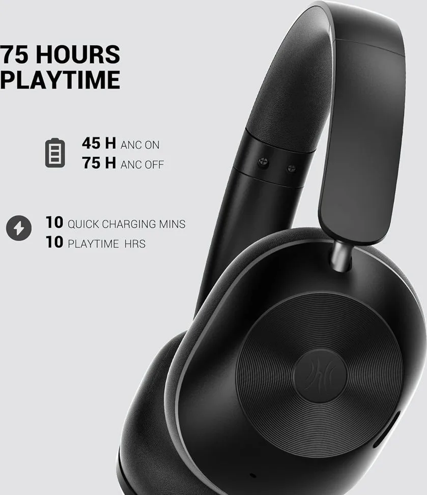 ONEODIO headphones Focus A5, ενσύρματα & ασύρματα, Hybrid ANC, 40mm, 600mAh, μαύρο — εικόνα 4
