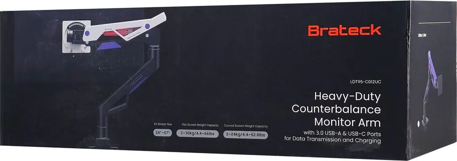BRATECK gaming βάση γραφείου οθόνης LDT95-C012UC, 24-57", έως 30kg, heavy duty — εικόνα 9