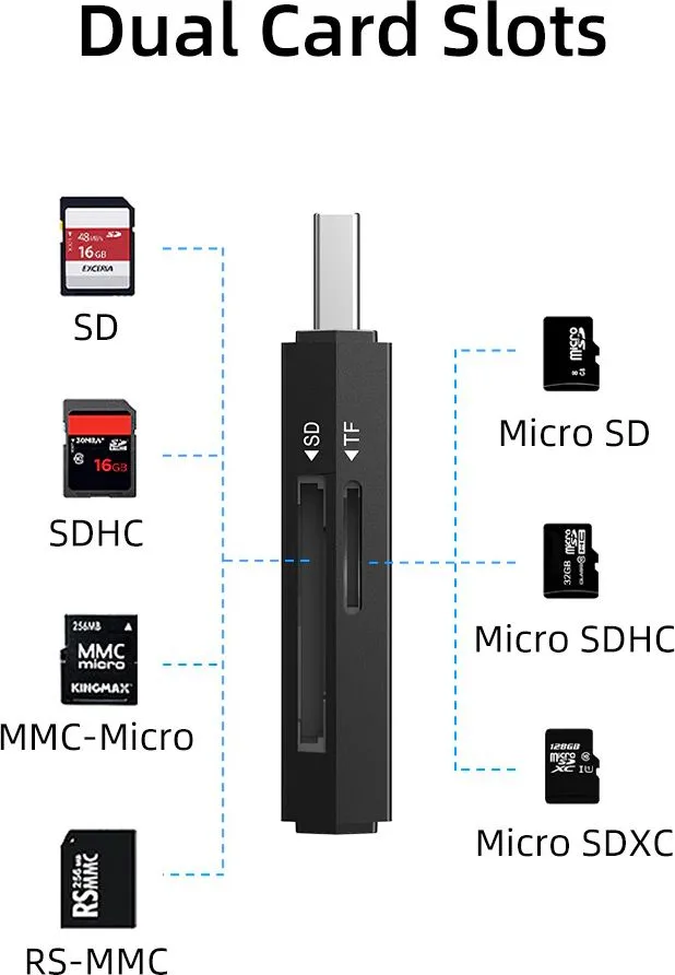 CABLETIME card reader CT-ASD3-PB για SD & micro SD, USB, 5Gbps, μαύρο — εικόνα 3