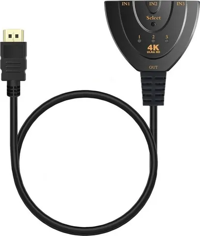POWERTECH HDMI Switch CAB-H077, 3 σε 1, 4K, 0.50m, μαύρο