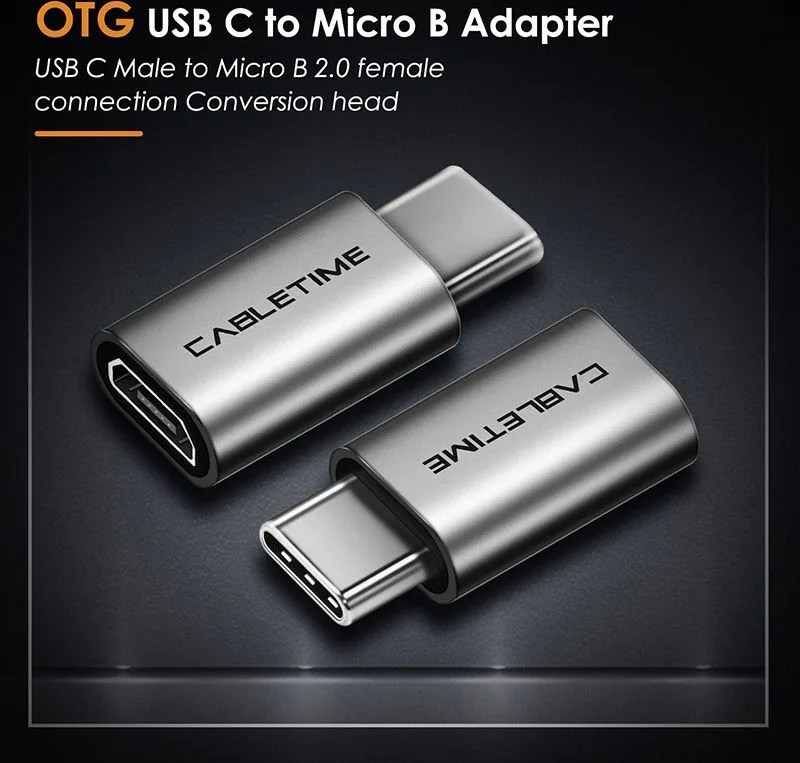 CABLETIME αντάπτορας USB-C σε micro USB CT-CMMCBF-ASG, 480Mbps, γκρι — εικόνα 2