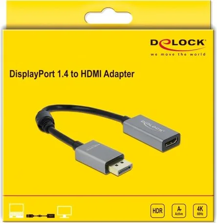 DELOCK αντάπτορας DisplayPort 1.4 σε HDMI 66436, 4K/60Hz, active, γκρι — εικόνα 2