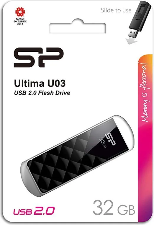 SILICON POWER USB Flash Ultima U03, 32GB, USB 2.0, μαύρο — εικόνα 3