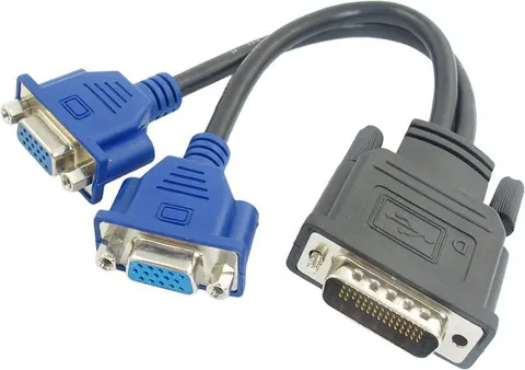 POWERTECH αντάπτορας DMS-59 σε 2x VGA CAB-DMS002, 0.20m, μαύρος