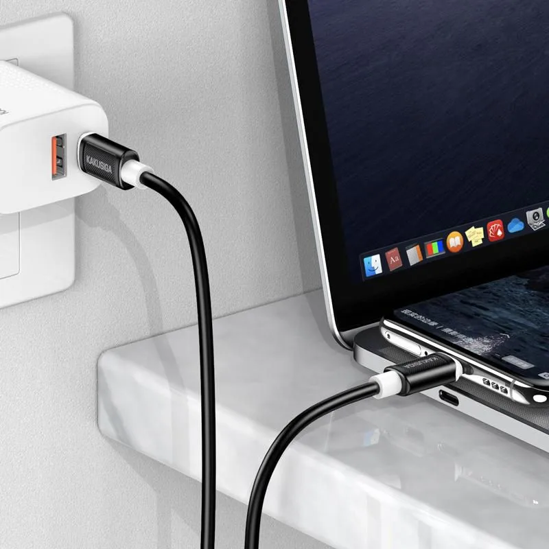 KAKUSIGA καλώδιο USB-C σε USB-C KSC-998, σιλικόνης, 100W, 480Mbps, 1m, μαύρο — εικόνα 3
