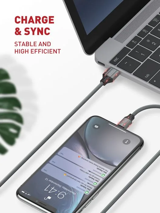 LDNIO καλώδιο Lightning σε USB LS442, 2.4A, 2m, γκρι — εικόνα 2