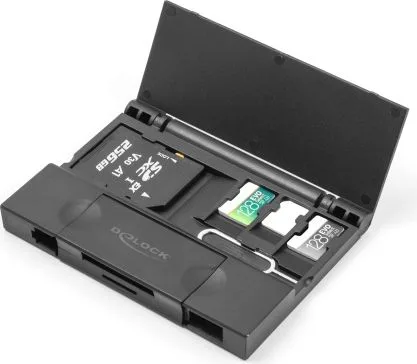 DELOCK card reader 91014 για SD & micro SD, με θήκη, USB/USB-C, 5Gbps, μαύρο — εικόνα 2